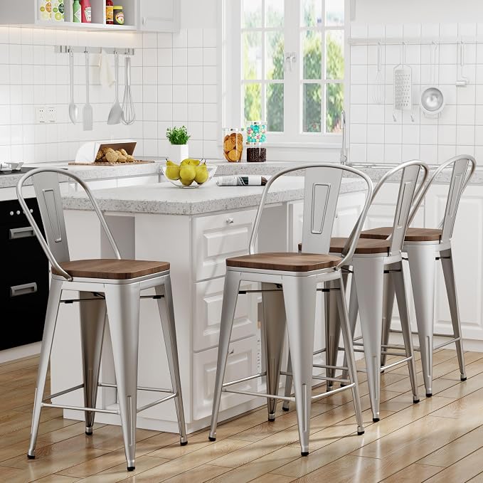 Yongqiang 30 inch Bar Stools Set of 4 Modern Farmhouse Bar Height Stools - Image 8