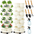Umigy 2 Set Ivory 2 Set of 7 Tier Stackable Vertical Planters by Umigy