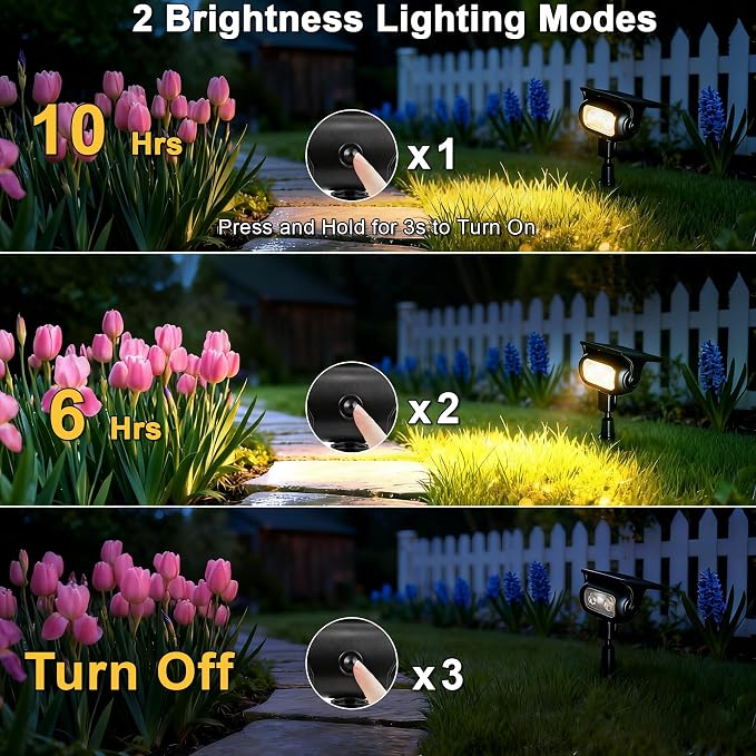 Solar Landscape Spotlights Outdoor Waterproof IP67, Warm White LED Spot Lights - Image 5