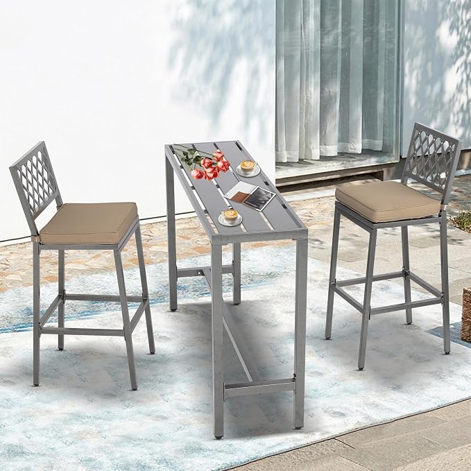 Outdoor Patio Bar Set, Bar Height Patio Dining Set, Weather-Resistant Bistro - Image 6