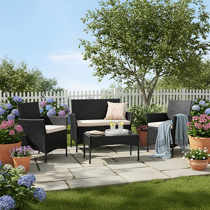 FDW Rattan Furniture Wicker Chair Patio Bristo Set - Image 2