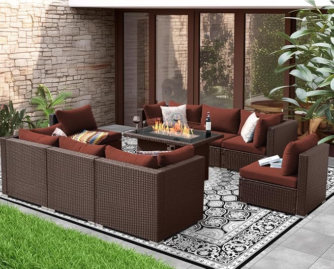 NICESOUL Modern 9 Pcs Patio Sectional Sofa Set - Image 2