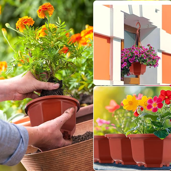 Roshtia 50 Pcs 5.1 inch Plastic Hanging Plant Pots - Image 4