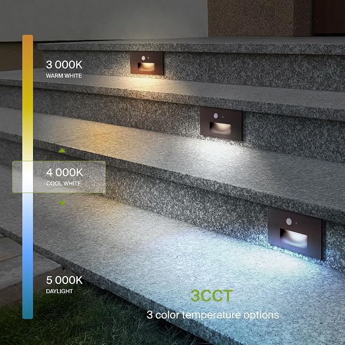 ASD LED Recessed Step Light Fixture, Dusk to Dawn Outdoor Tread Lighting | 3CCT - Image 4