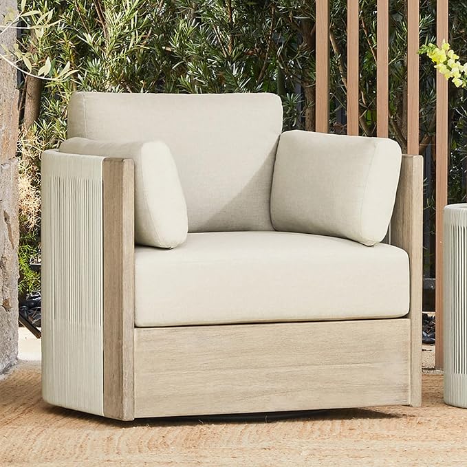 CHITA Boho Patio Rattan 360° Swivel Chair, Outdoor Wicker Furniture by CHITALIVING