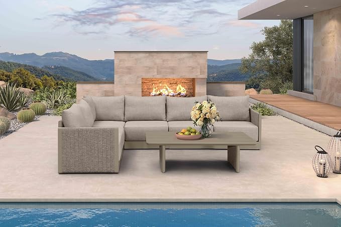 PURPLE LEAF Patio Furniture Set 7 Pieces Outdoor Conversation Sets PP Rope by PURPLELEAF