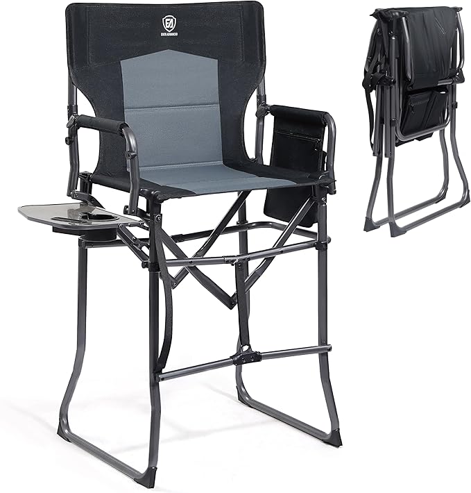 EVER ADVANCED Portable 30.7" Seat Height Tall Folding Camping Chair Directors by EVERADVANCED