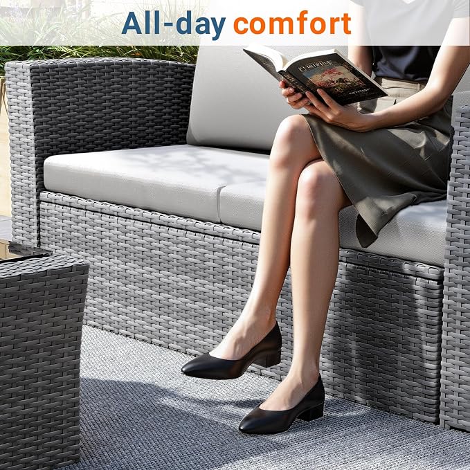 Wisteria Lane 5 Piece Patio Furniture Set, Wicker Outdoor Patio Conversation - Image 3