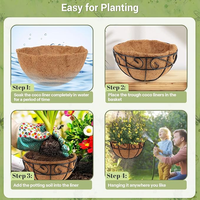 2 Pack 12 inch Metal Hanging Baskets - Image 4