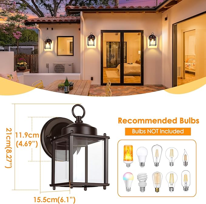 Outdoor Wall Lantern, Exterior Dark Chocolate Waterproof Wall Sconce Lighting - Image 2