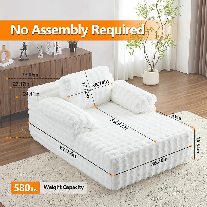 VINGLI 67.7" Oversized Chaise Lounge Chair Indoor Reading Chairs Comfy Bubble - Image 2