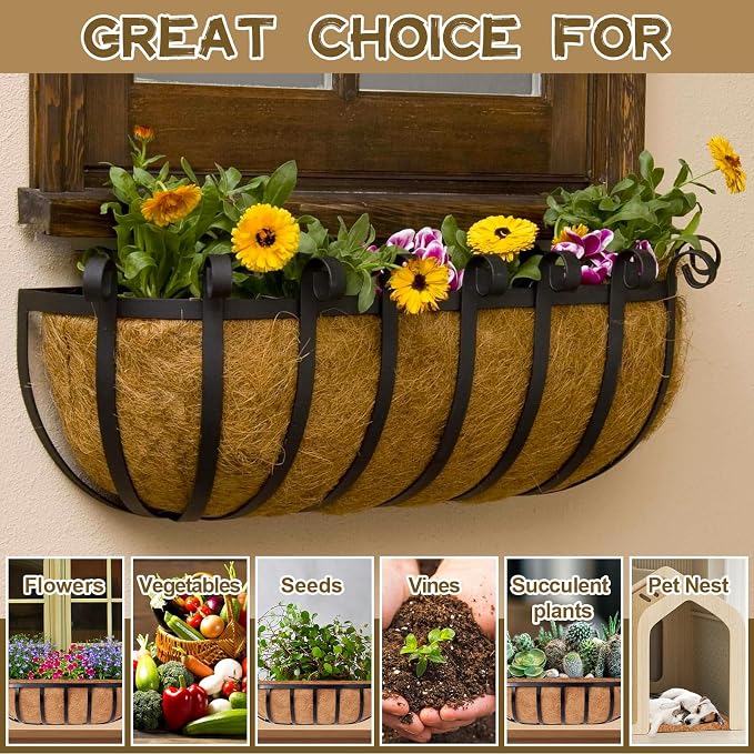 Riare 4 Pack 24 Inch Trough Coco Coir Liners - Image 6