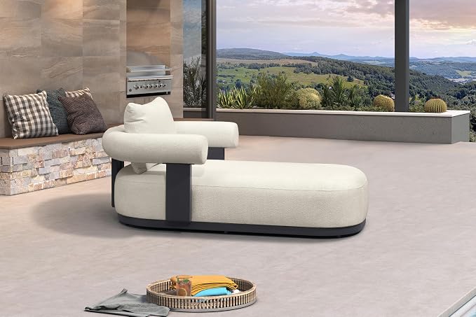 PURPLE LEAF Outdoor Chaise Lounge 1 Piece Chair Modern Aluminum Lounger Daybed - Image 9