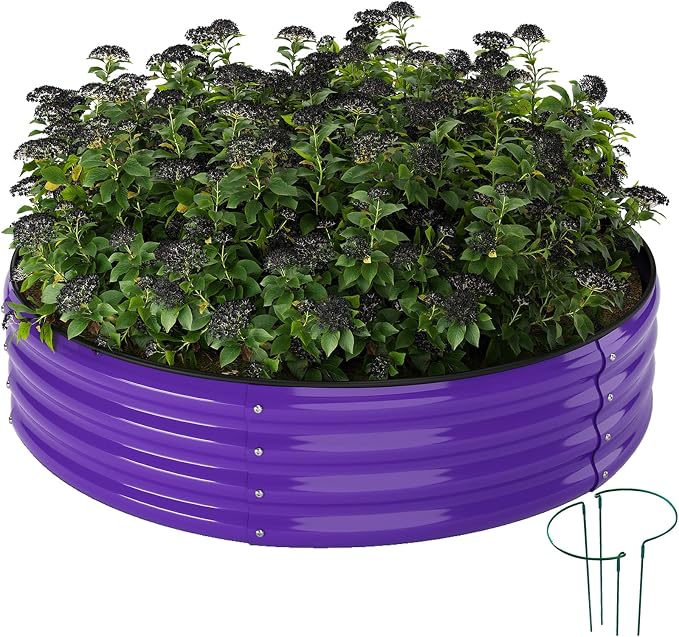 Galvanized Metal Planter Round Raised Garden Bed Kit by ZFHgarden