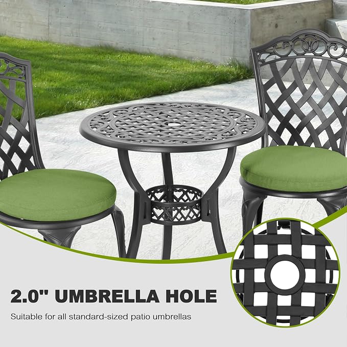 NUU GARDEN 3-Piece Patio Bistro Set Outdoor Cast Aluminum Bistro Table and - Image 9