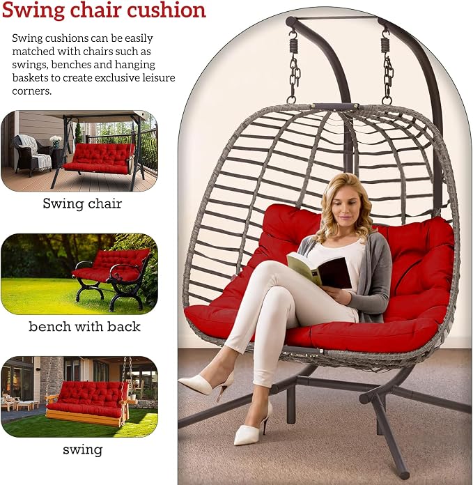 Outside Benches Cushion with Backrest, Thicken Waterproof Swing Cushions 2/3 - Image 2