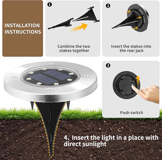 SOLPEX Solar Lights Outdoor Waterproof, 12 Pack Solar Ground Lights, Solar - Image 4