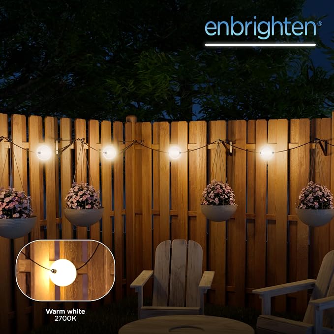 Enbrighten Globe Outdoor String Lights, 12 Large 4in Round Bulbs, 2700K Warm - Image 2