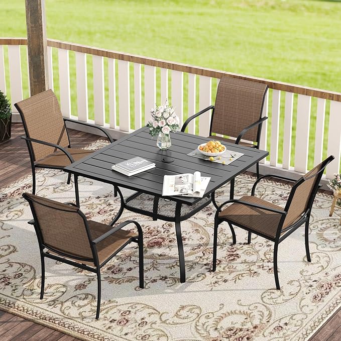 VICLLAX 5 Pieces Patio Dining Set, Outdoor Furniture Set Includes 1 Square by HOME