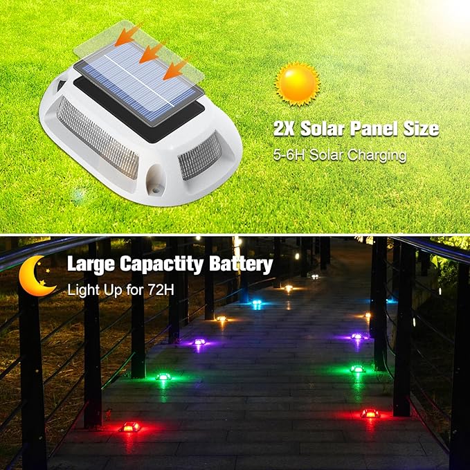 VOLISUN Solar Driveway Lights Dock Deck Lights 12 Pack, 9 Colors in 1 Led IP67 - Image 2