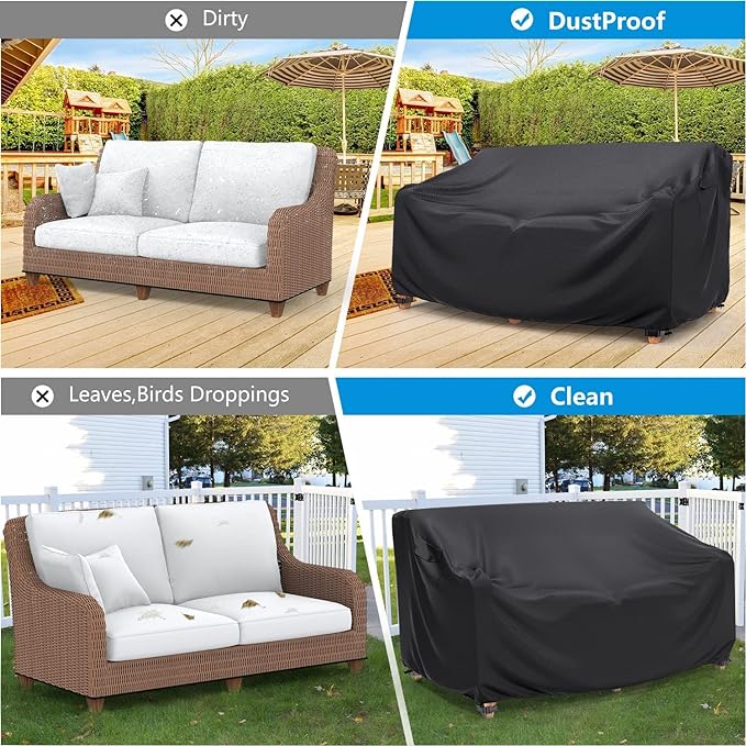 Mrrihand Heavy Duty Patio Sofa Cover Waterproof, 3-Seater Outdoor Sofa Loveseat - Image 5