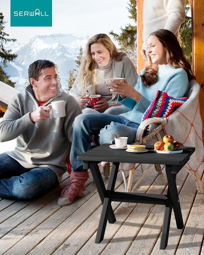 SERWALL Portable Folding Adirondack Table, HDPE Material Outdoor End Table - Image 2