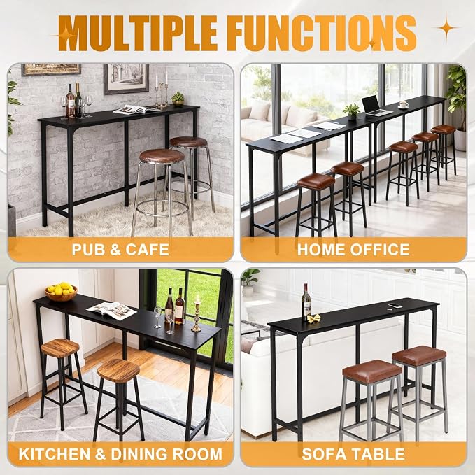 Karl home 54.7" Bar Table, Rectangular High Top Bar Counter Tables - Image 6