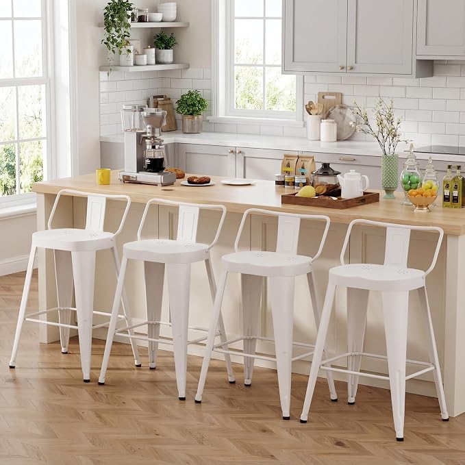 ALISH 26 Inch Bar Stools Set of 4, Industrial Metal Barstools Farmhouse Bar by ALISH