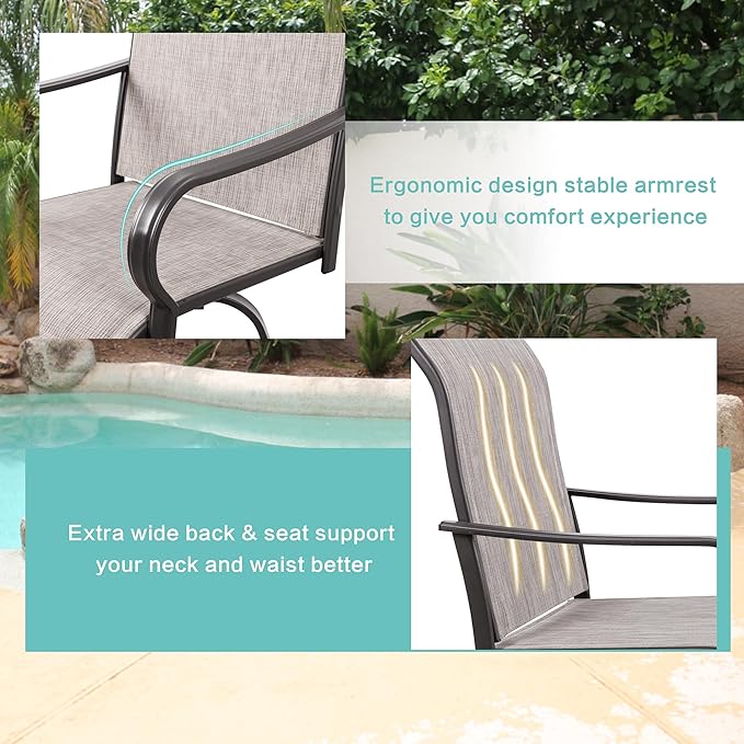 Vongrasig 2 Piece Patio Swivel Bar Chairs, All Weather Metal Textile High - Image 5
