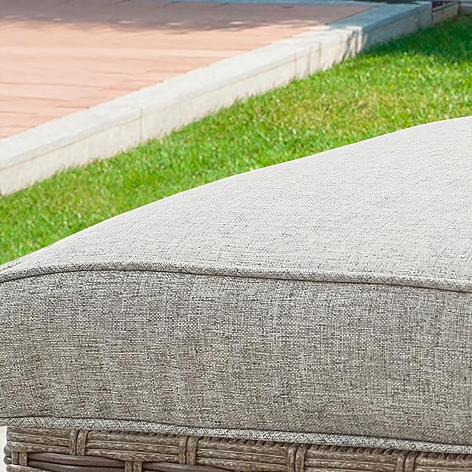 Outdoor Cushioned Ottoman Wicker Patio Furniture Ottoman - Image 2