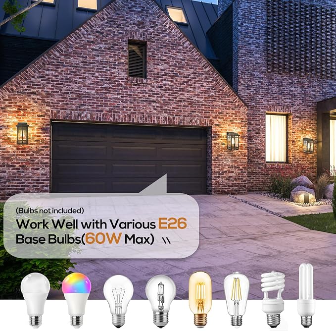 2 Packs Dusk to Dawn Outdoor Wall Lighting 9.76'', Exterior Light Fixture Wall - Image 4