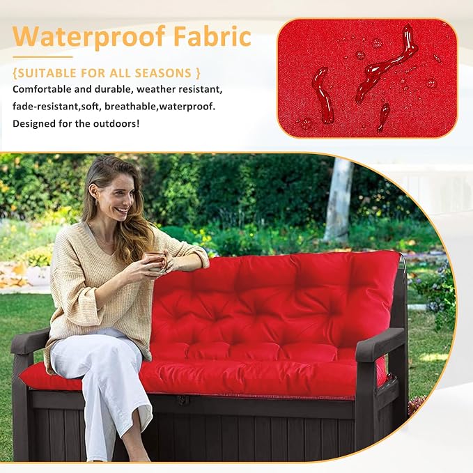 Swing Replacement Cushions for Outdoor: 2-3 Seater Waterproof Porch Bench - Image 6
