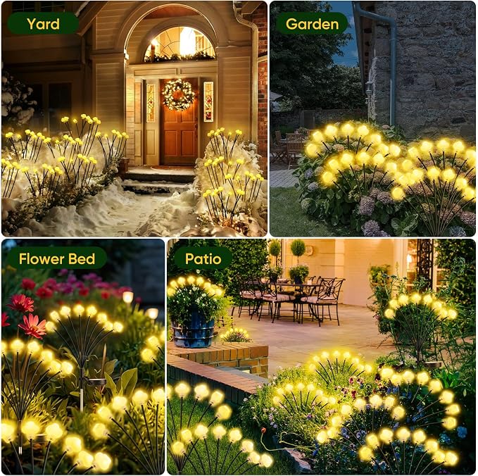 Solar Lights Outdoor 4 Pack 32 LED Solar Cloud Swaying Lights Garden Waterproof - Image 7