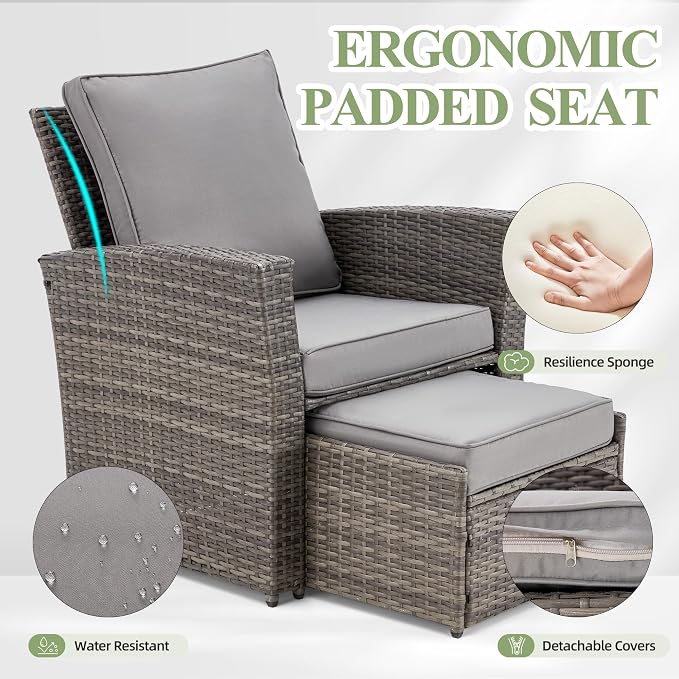GYUTEI 6 Pieces Patio Furniture Set, Outdoor Sectional Conversation Rattan Sofa - Image 3