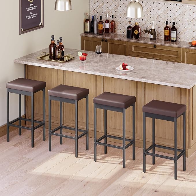 HOOBRO Bar Stools, 24.8-Inch Height Stools, Breakfast Barstools, Kitchen Bar - Image 2
