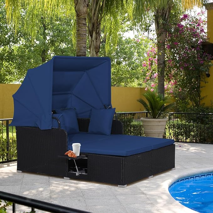ORALNER Outdoor Daybed, 2-Person Wicker Patio Sofa - Image 9