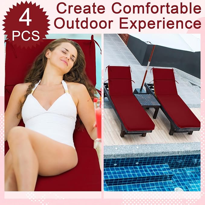 2 Pcs Indoor Outdoor Chaise Lounge Cushions Sponge Bench Outdoor Furniture - Image 3