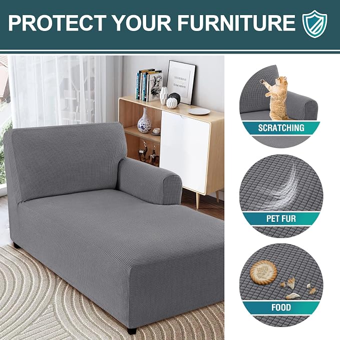FantasDecor Right Chaise Lounge Cover Stretch Chair Lattice Slipcover - Image 5