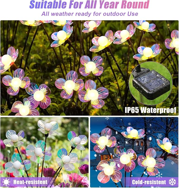 Solar Garden Lights Outdoor, New Upgraded 4-Pack Firefly Solar Lights - Image 7
