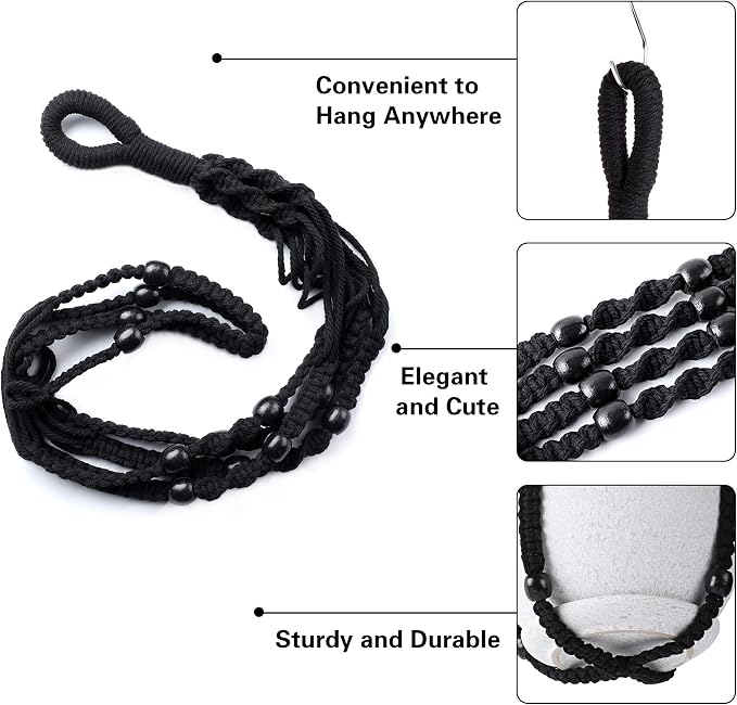 Augshy Macrame Hanging Planter, 2 Pack Hanging Planters - Image 3