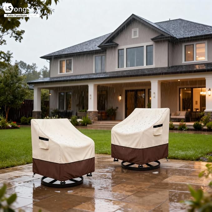 Outdoor Swivel Chair Cover 2 Pack, 100% Waterproof Heavy Duty Patio Chair Covers - Image 5