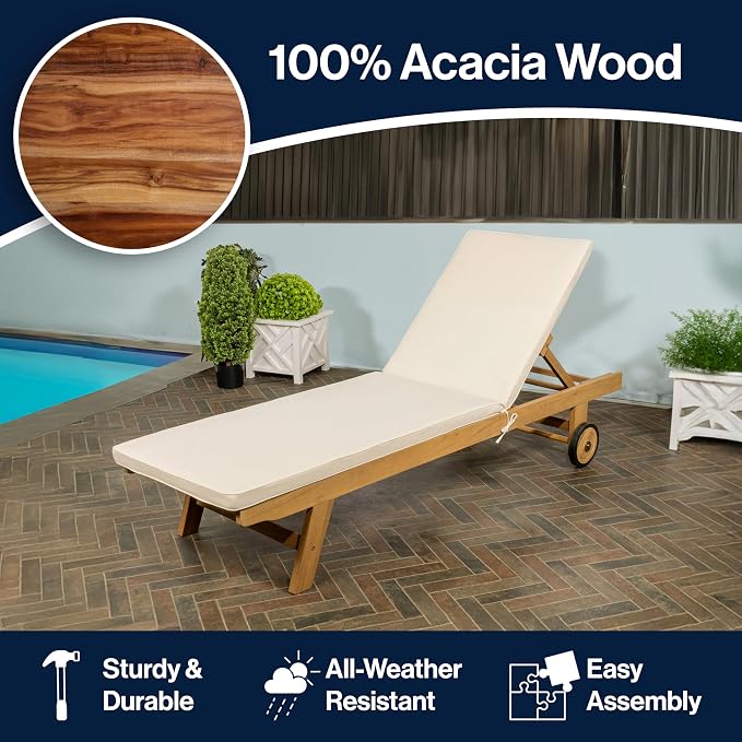 JONATHAN Y LNG1000A Mallorca 77.56"x23.62" Modern Classic Adjustable Acacia - Image 5