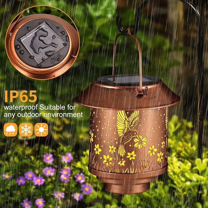 Solar Lantern Waterproof Metal Hummingbird Decor Valentine's Day Birthday Gifts - Image 4