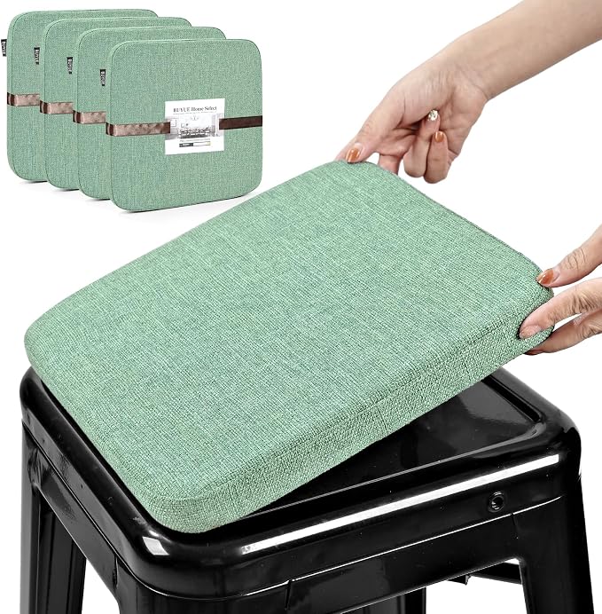 BUYUE Friendly Woven Fabric Magnetic Bar Stool Cushions Set of 4, Enhanced by BUYUE