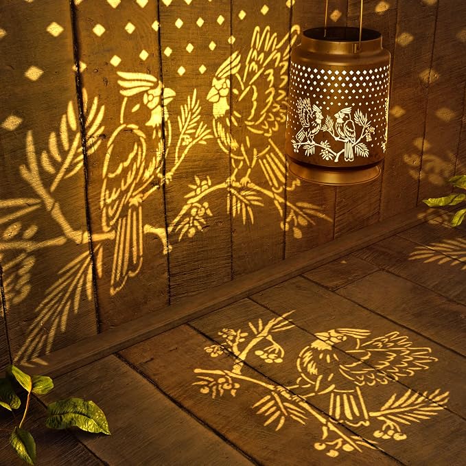 Cardinal Solar Lantern for Garden Outdoor Decor – Hanging Metal Light - Image 2