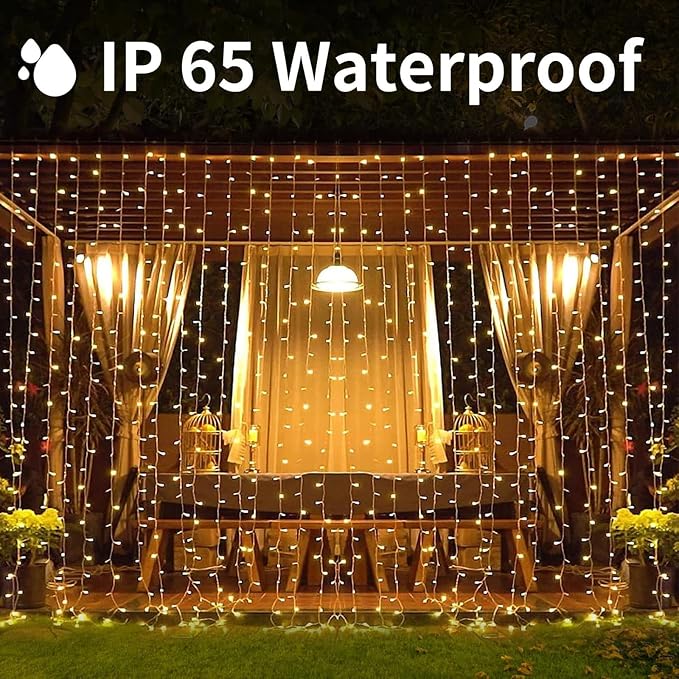 300LED Solar Curtain Lights Outdoor Indoor 8 Modes Solar Fairy Curtain String - Image 2