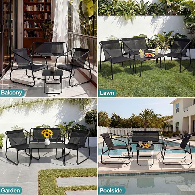 DUMOS 4 Piece Patio Furniture Set，Outdoor Patio Furniture Conversation Set - Image 7