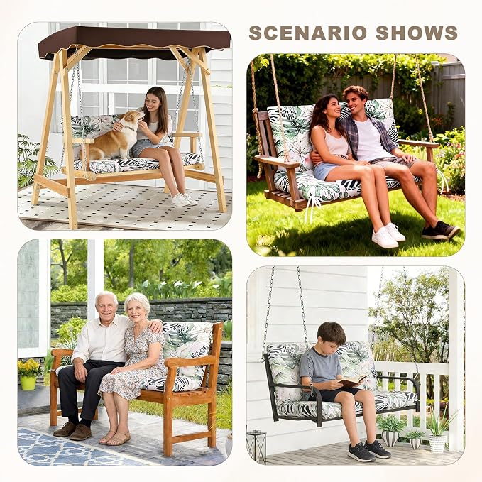 Porch Swing Cushion with Backrest, Waterproof Bench Cushion - Image 7