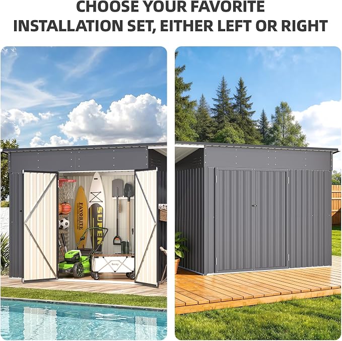 AECOJOY 14x6 Outdoor Open-Sided Metal Storage Shed, 6x8 Small 2-in-1 Tool Shed - Image 6