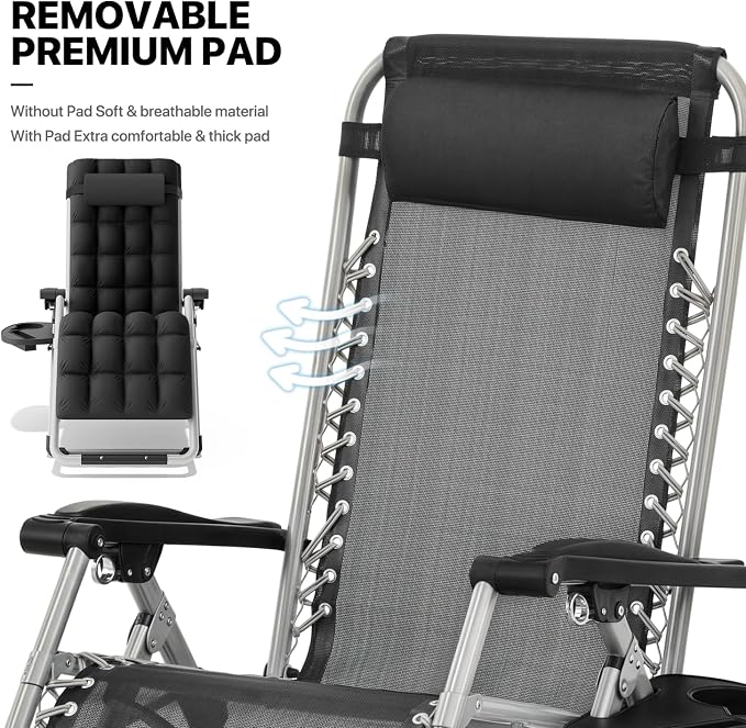 MoNiBloom Reinforced Zero Gravity Chair, Folding Pool Beach Lounger, Portable - Image 9